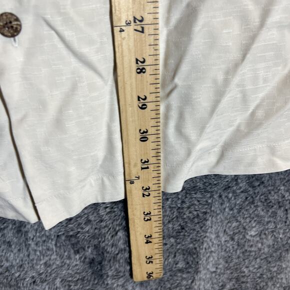 Tommy Bahama Shirt Mens XL White Silk Embroidered USA Flag Shaken But Undeterred - Picture 8 of 9